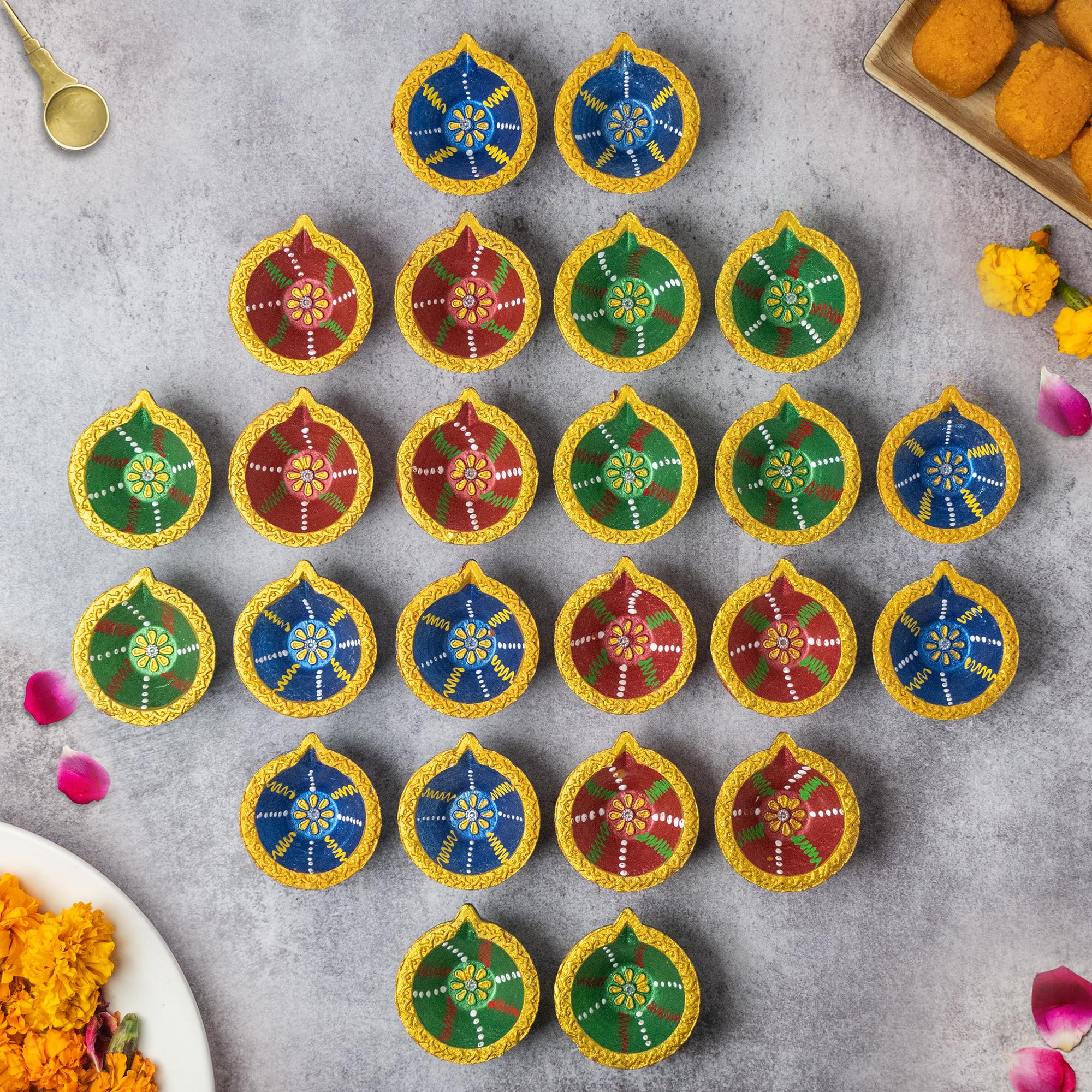 [Pack of 24] Premium Handmade Clay Diyas for Diwali Decoration With Wicks - Home Decor, Gifts, Party Favors, and Pooja