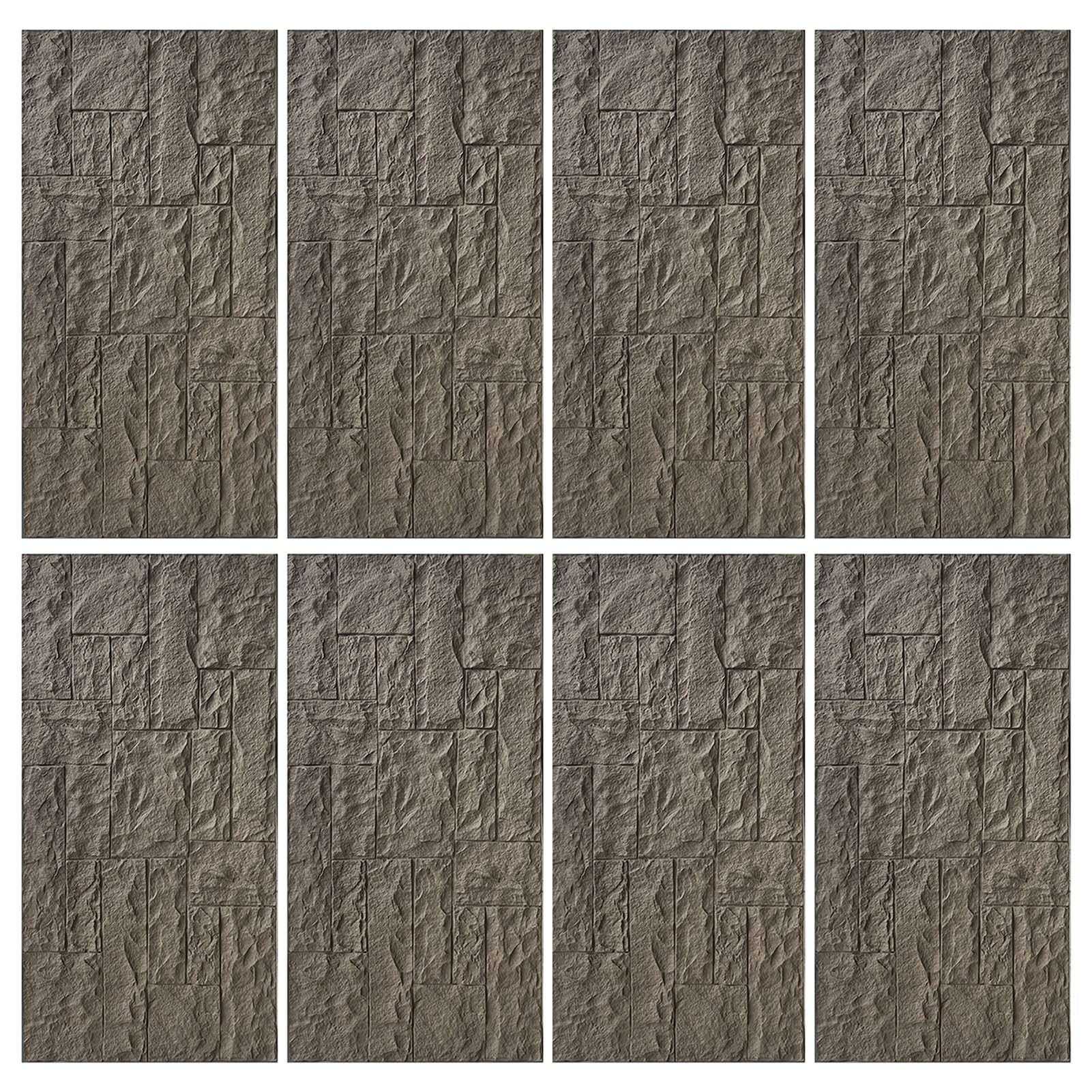 Paneles de Pared de Piedra Artificial 3D (Paquete de 8), 5,76 m² (61,6 ft²), Revestimiento de PU Impermeable para Interior y Exterior, Revestimiento Decorativo de Pared de ladrillo Falso (gr