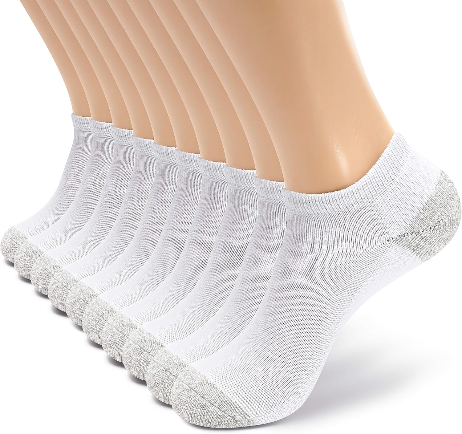 MONFOOT Men's/Women's 4-10 Pairs Cotton Cushion Low Cut Ankle Socks, Multipack