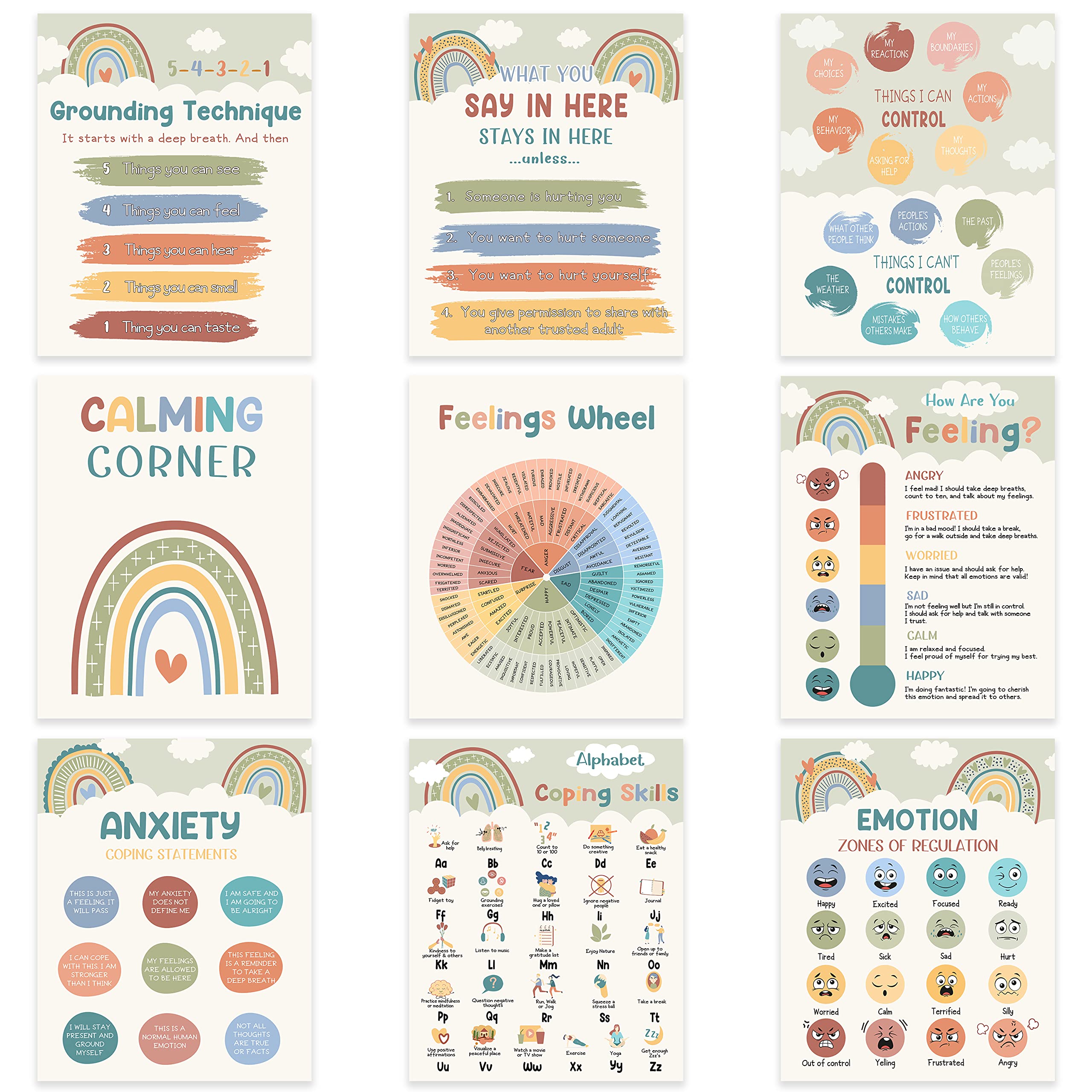 Mental Health Matters Poster Set - 12 Stück Für Klassenzimmer & Beruhigungsecken