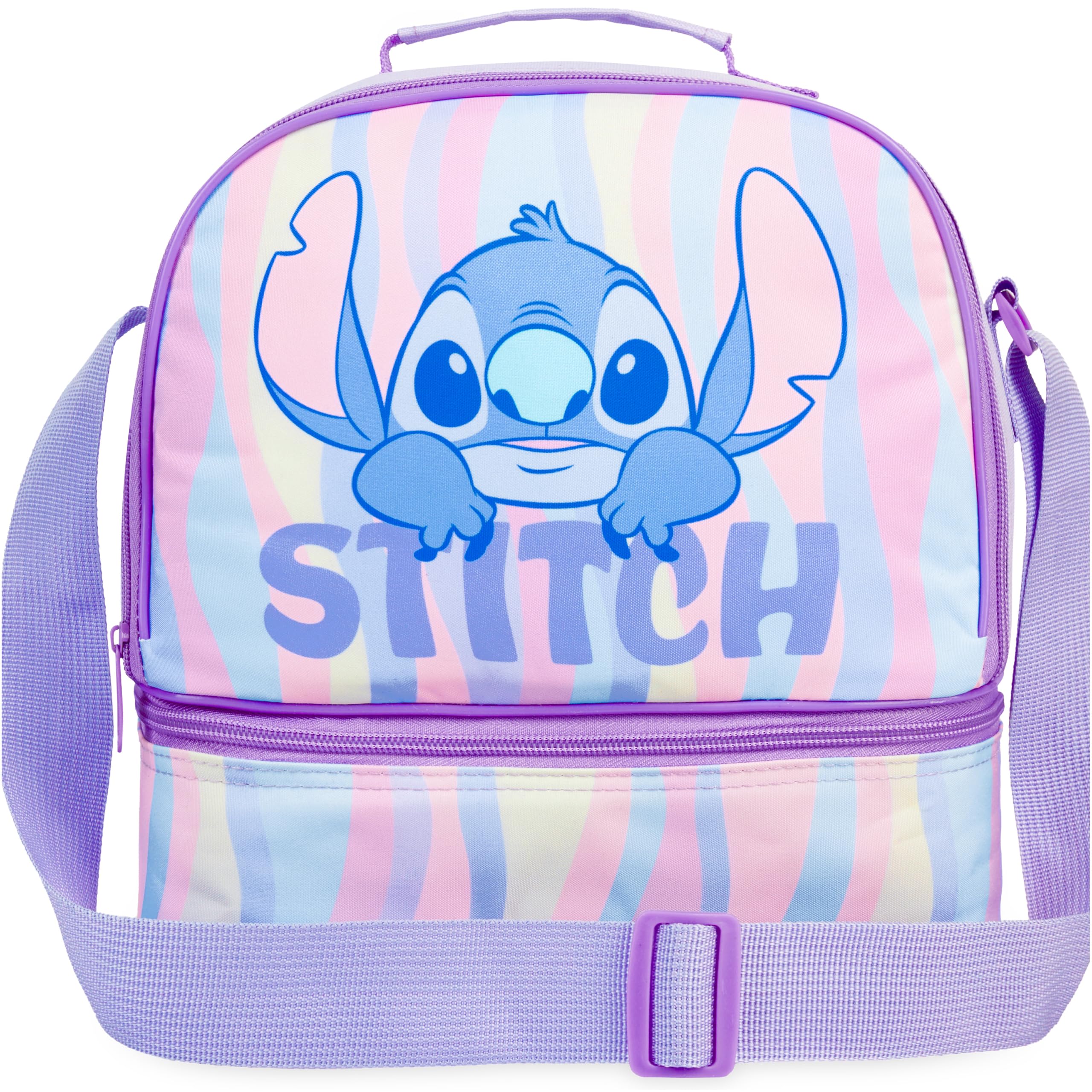 Get Trend Disney Stitch Kids Insulated Lunch Bag, Dual Compartments Cooler Bag for Lunch Box & Snacks, Food Carrier for School, Sports, Travel & Picnics, School Supplies, Girls Gifts (Multi Stitch)