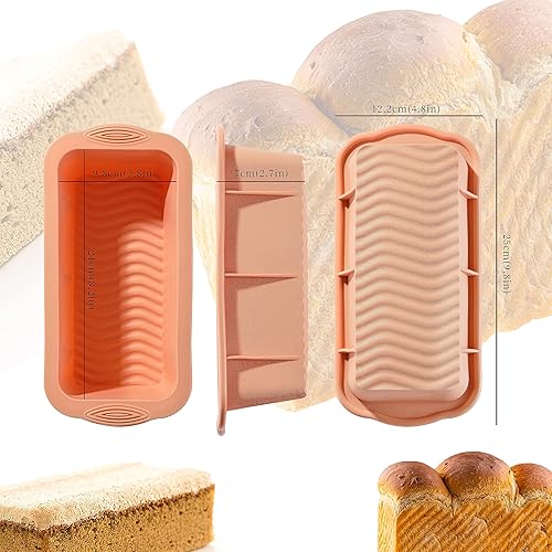 Miniatura 3 de MONGSEW 3 moldes de silicona para pan, sartenes antiadherentes para hornear, molde para pan de fácil liberación, ideal para pan casero, pasteles,