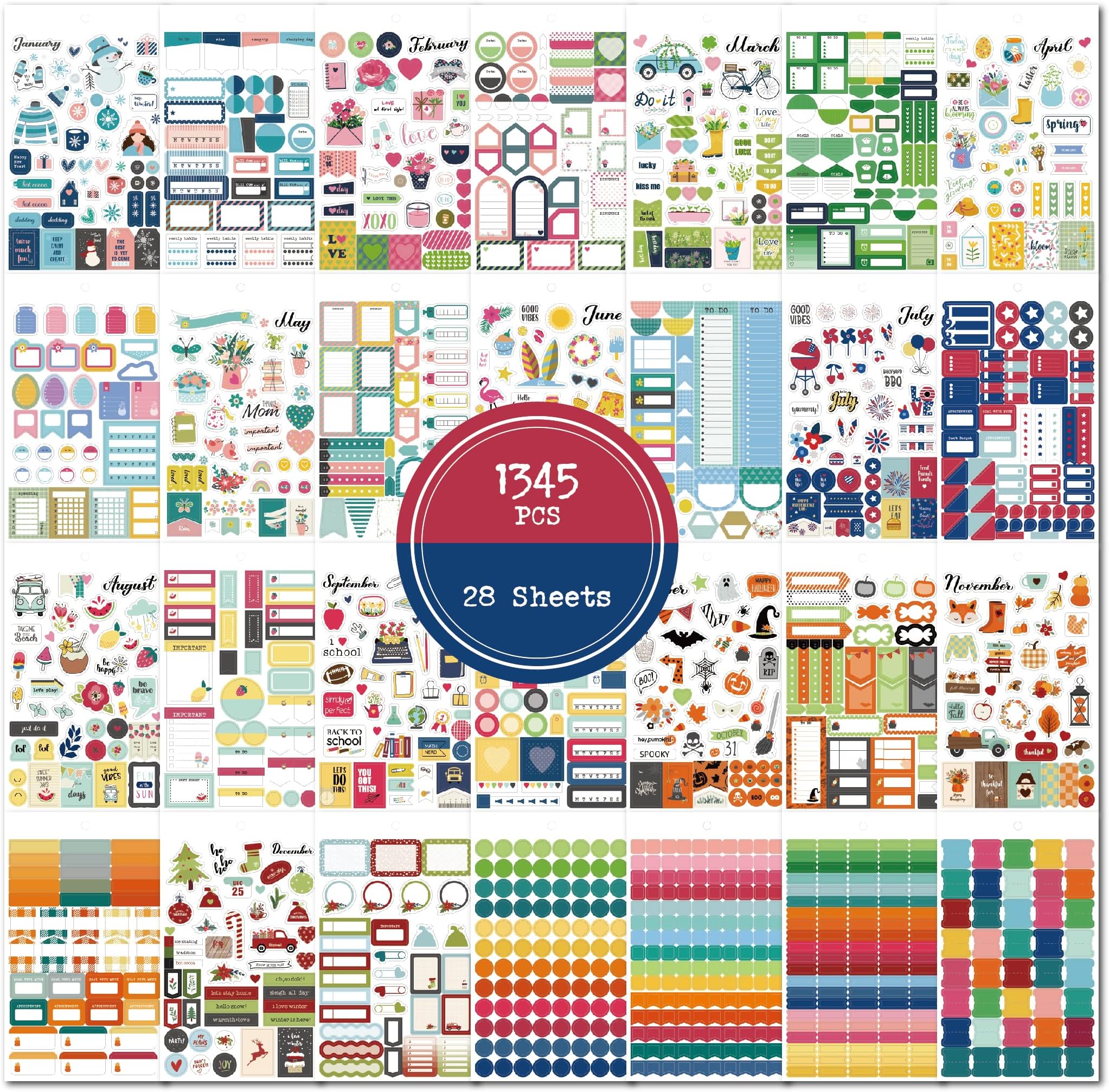 Planner Stickers and Accessories, 1300+Calendar Stickers for Adults Planner, The Perfect Accessories Sticker to Enhance Your Daily Calendar and Journaling Planner Stickers