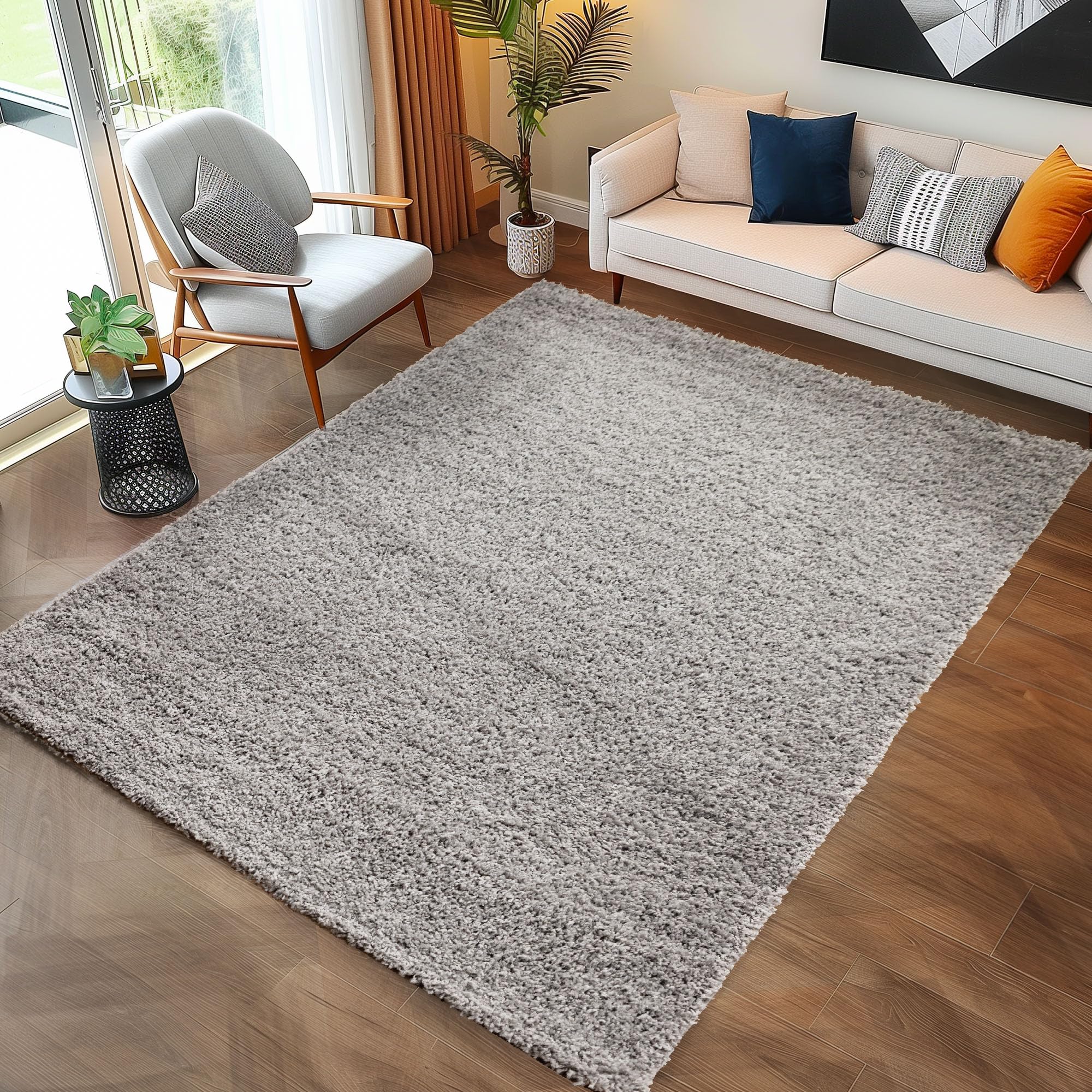 Carpettex Teppich Wohnzimmer Hochflor Einfarbiges Design Langflor Shaggy Modern Flauschig