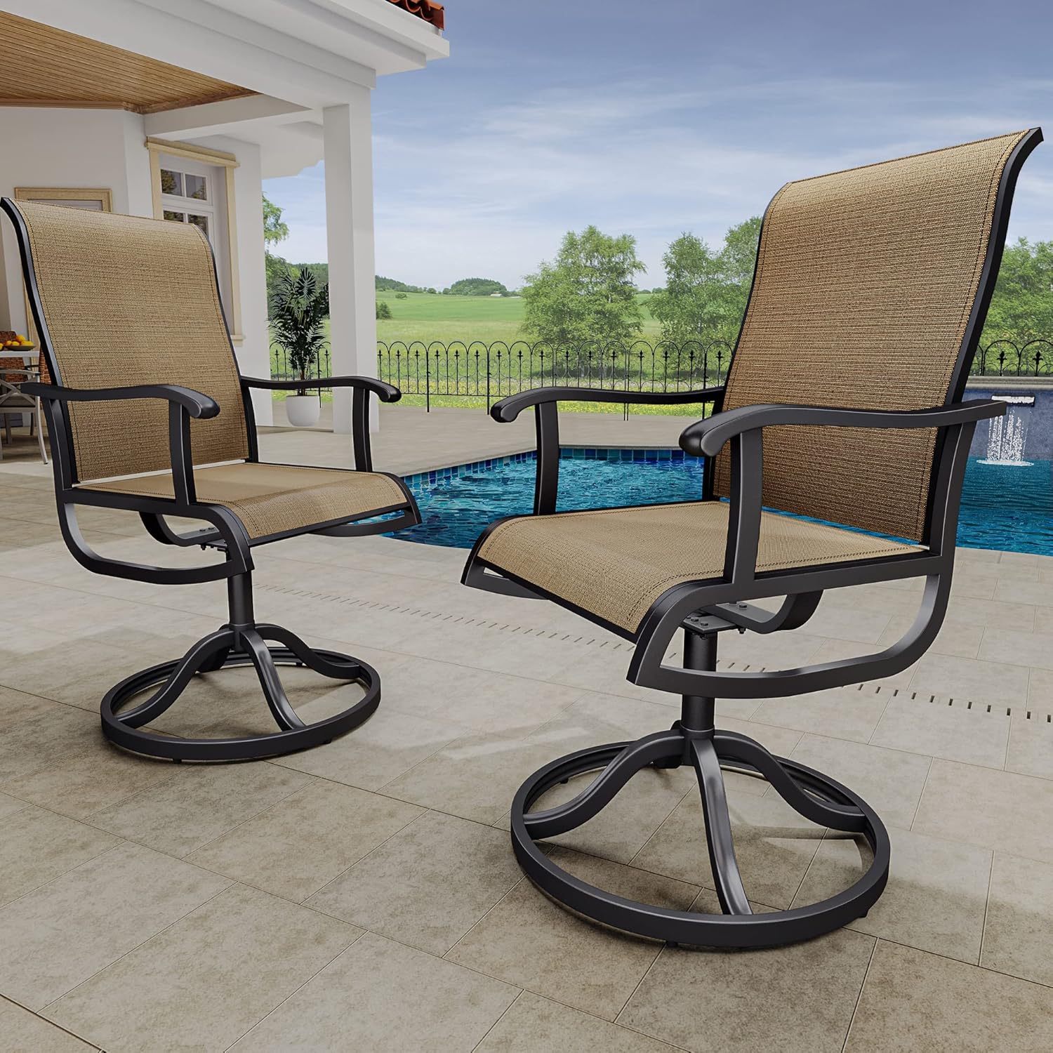 YITAHOME Patio Chairs Set of 2, Breathable Swivel Patio Chairs for Longer Seating