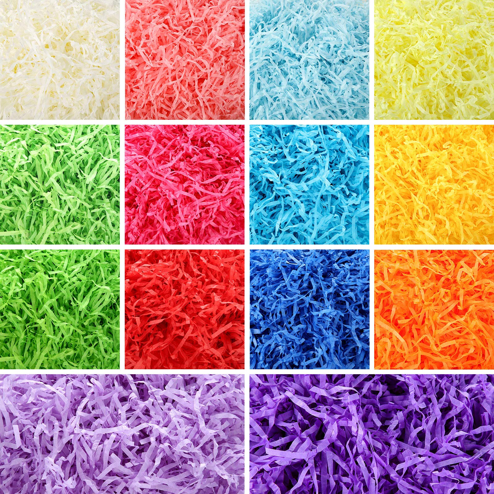 Easter Grass Craft Shredded Tissue Raffia Paper Shred Paper Grass Filler for DIY Present Wrapping and Basket Filling, 280 g, 9.8 Oz (Assorted 14 Colors)