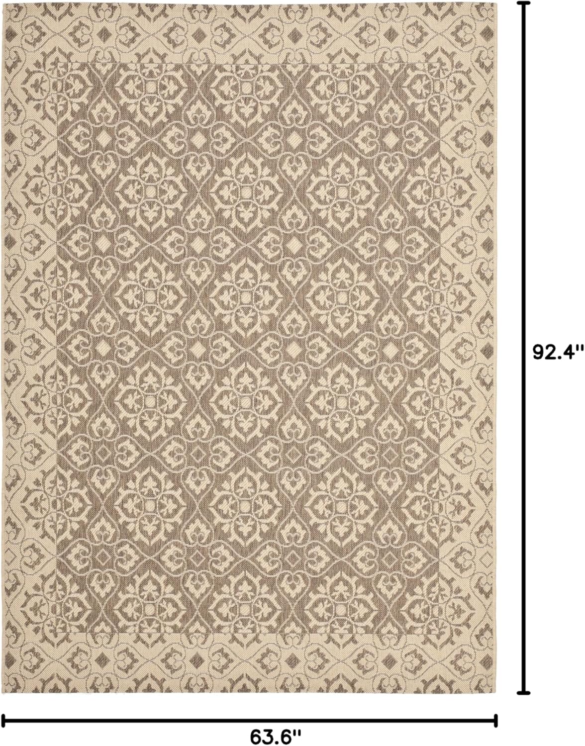 SAFAVIEH Washable Rug Outdoor Courtyard Collection - 5'3" x 7'7", Brown & Cream, Non-Shedding & Easy Cleaning, Ideal for Patio, Backyard, Mudroom (CY6550-22)