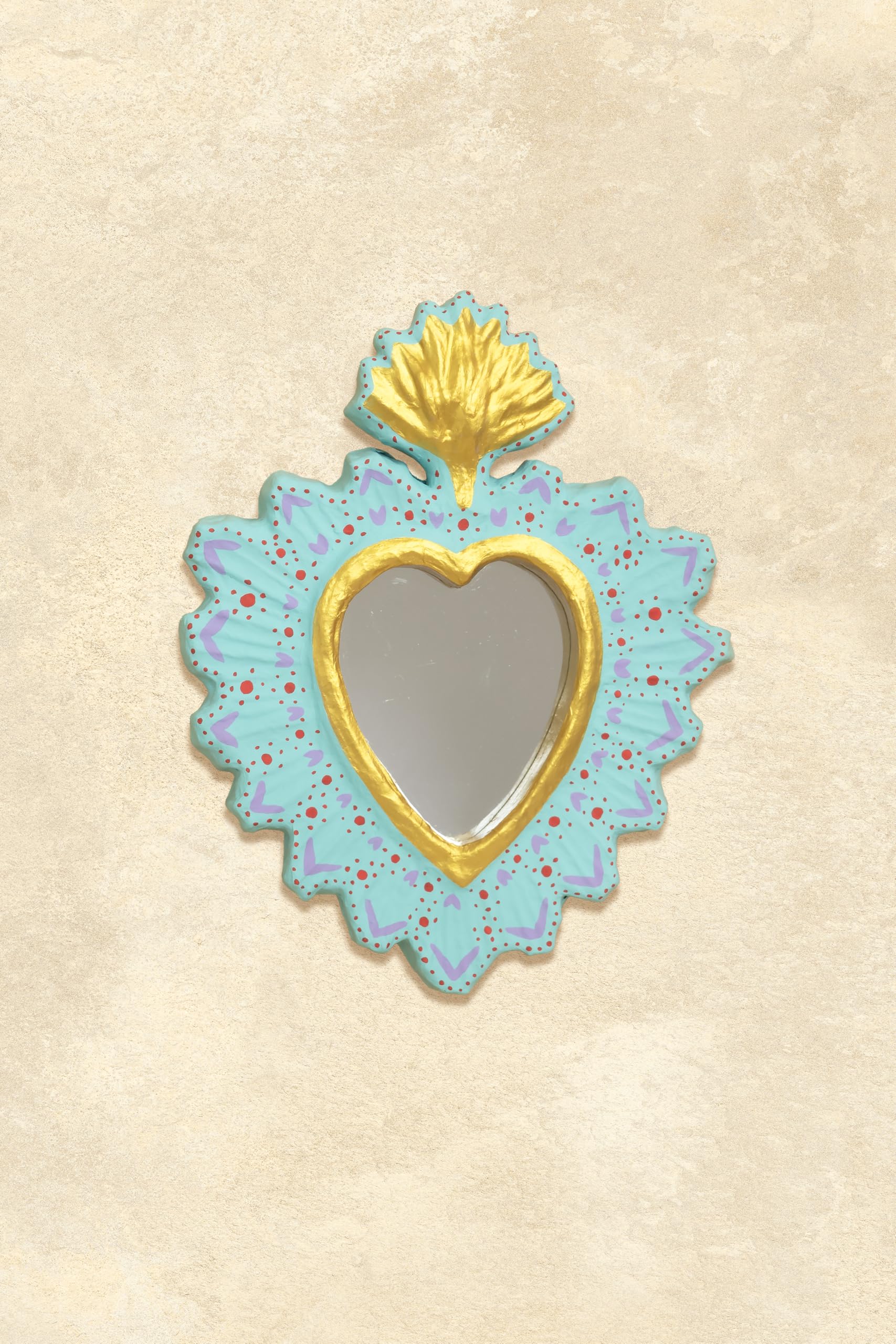 Décopatch HD105C Support Papier mâché Brun Ex-voto Cœur Miroir 21,5x2,3x27 cm Décoration DIY
