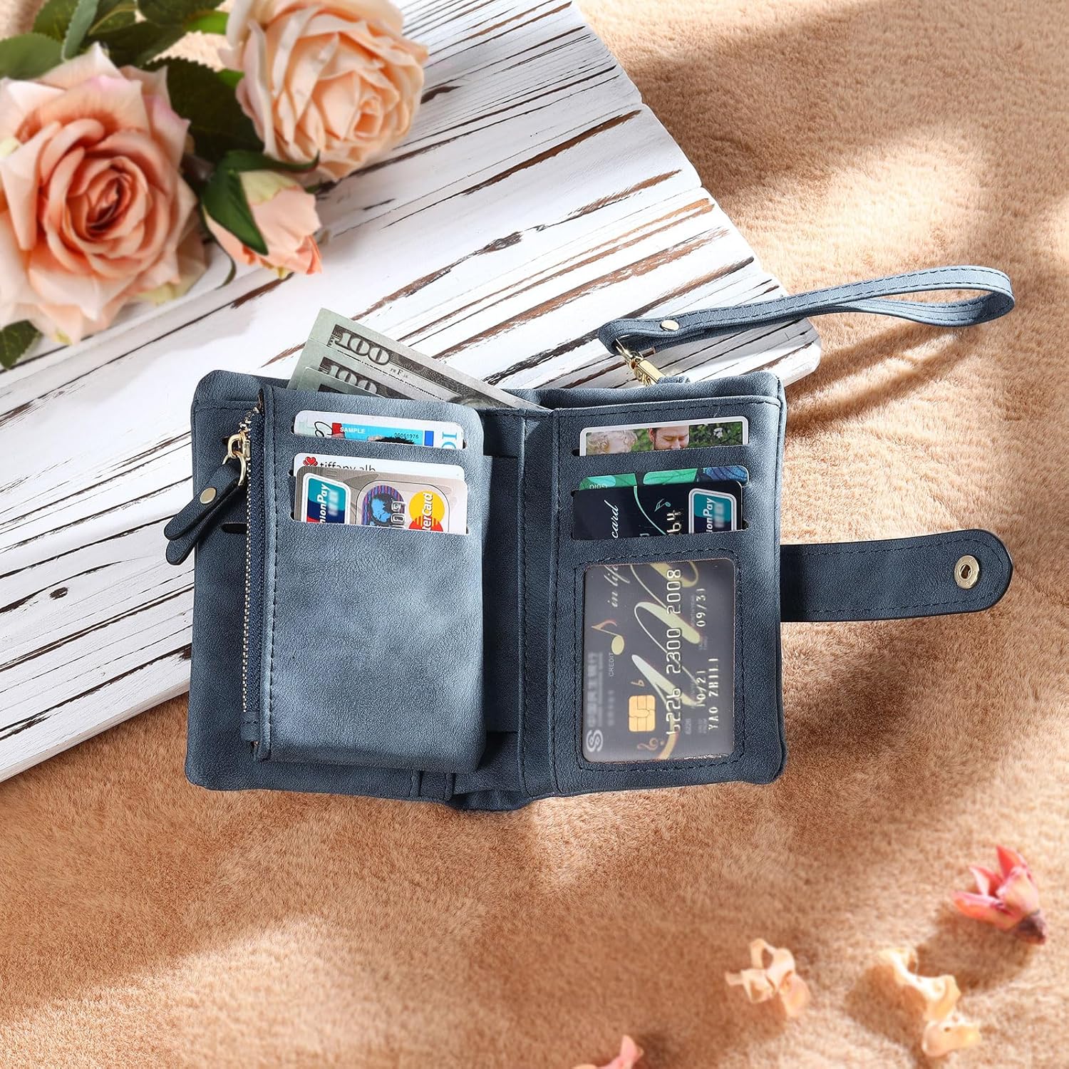 Custom Engraved Photo Wallet for Women, Personalized Gift for Birthday, Mother's Day, Christmas (Style 1)