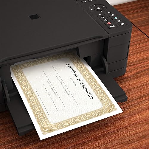 Miniatura 3 de Papel de certificado grueso y pesado en blanco, paquete de 100 hojas, 8.5 x 11 pulgadas, certificado liso para impresora (borde dorado)