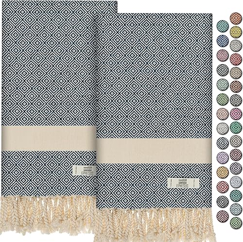 Miniatura 23 de Toallas de mano – Juego de 2 18" x 30" – Toalla de mano turca decorativa para baño, cocina, invitados, cara, cabello, té, paño de cocina