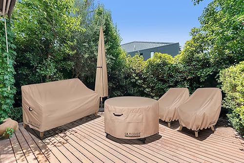 Miniatura 9 de ULTCOVER Cubierta impermeable cuadrada y redonda para foso para fogata de patio al aire libre.