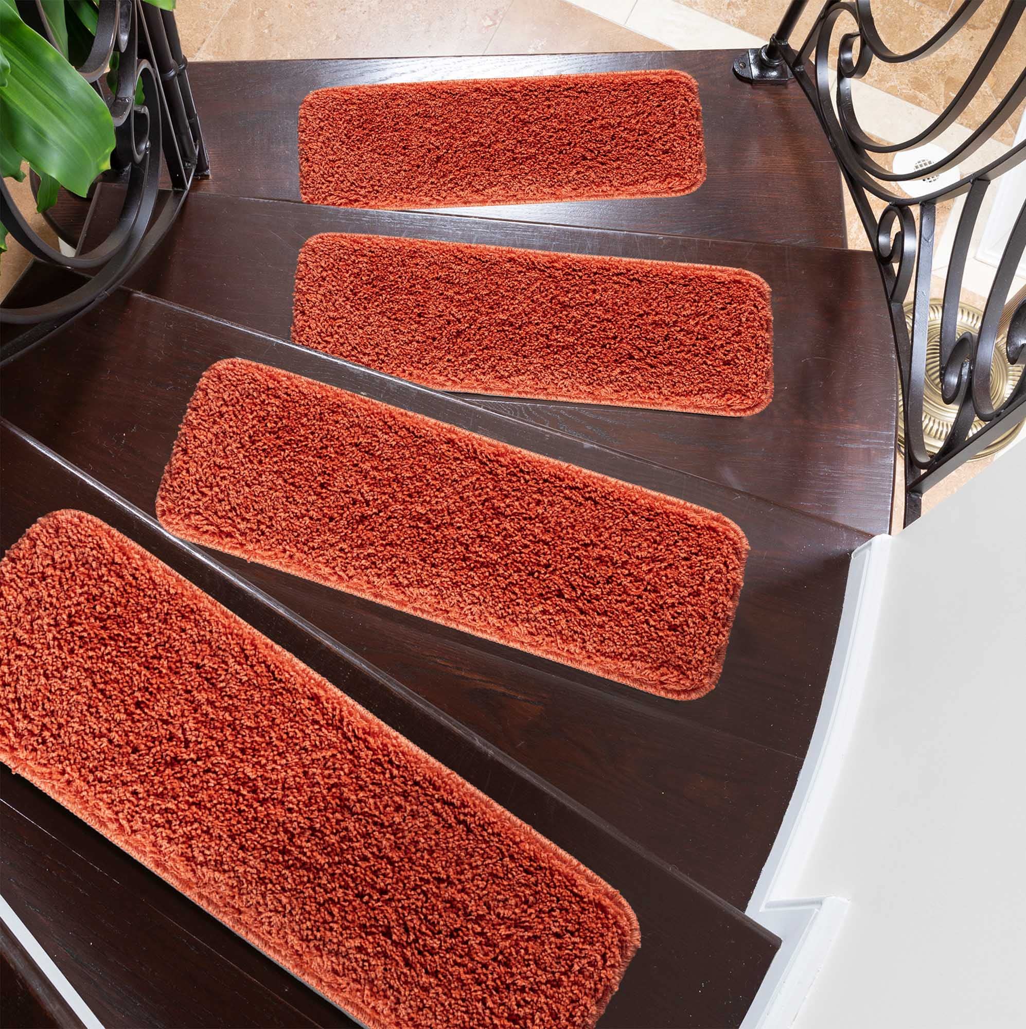 Emmahome Soft Shaggy Carpet Stair Treads NON-SLIP MACHINE WASHABLE