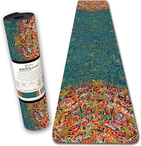 Miniatura 9 de Jerusalem ArtTrivet - Camino de mesa y salvamanteles resistentes al calor, parte superior de tela y base de goma antideslizante (12 x 48 pulgadas)