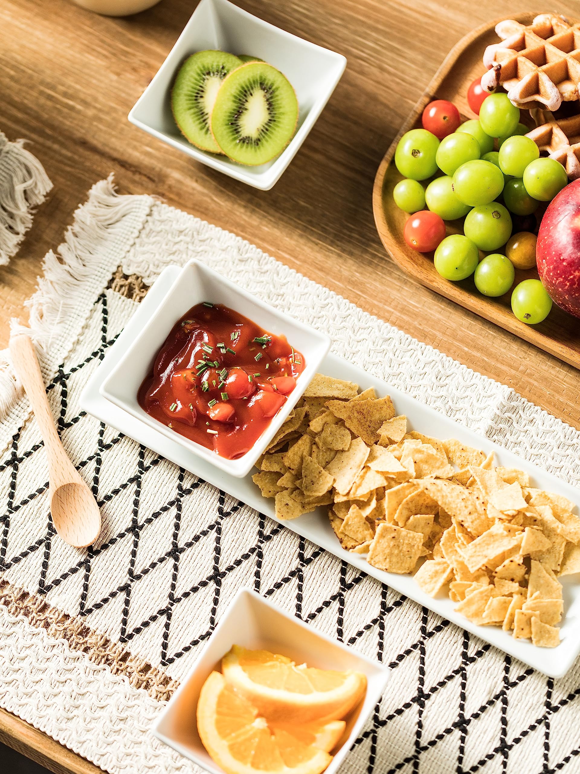 Chip And Dip Serving Set, 13.5" Serving Platters And Trays, Appetizer Serving Tray, Divided