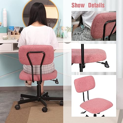 Miniatura 10 de JJS Silla de oficina de terciopelo con respaldo bajo con reposabrazos, ergonómica y ajustable, silla de escritorio de oficina en casa, color verde