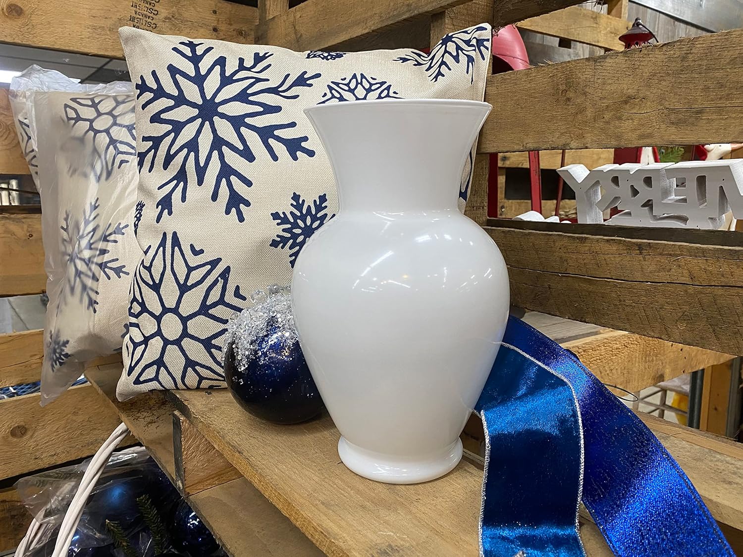 White Glass Trumpet Vase for Floral Arrangements