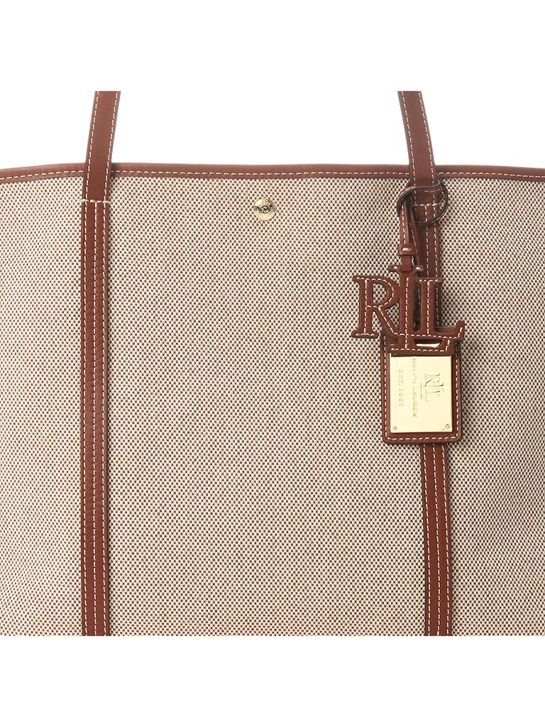Tan Lauren Ralph Lauren Canvas & Leather Extra-Large Emerie Tote