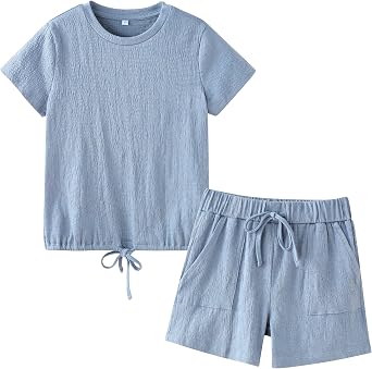 Girls 2 Piece Outfits Girl Summer Clothes Kids Sport T Shirts and Shorts girls Clothing Sets 5-14 Years