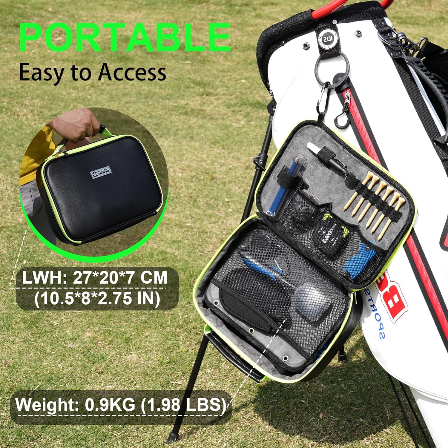 GAIARENA Golf Essential Accessories Kit with Luxury Carrying Case Bag, Golf Gift for Golfers, Golf Ball Liner Towel Cleaning Brush Divot Repair Tool Club Groove Sharpener