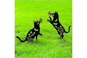 Wrought Iron Cat Silhouette Decor Outdoor Yard Art