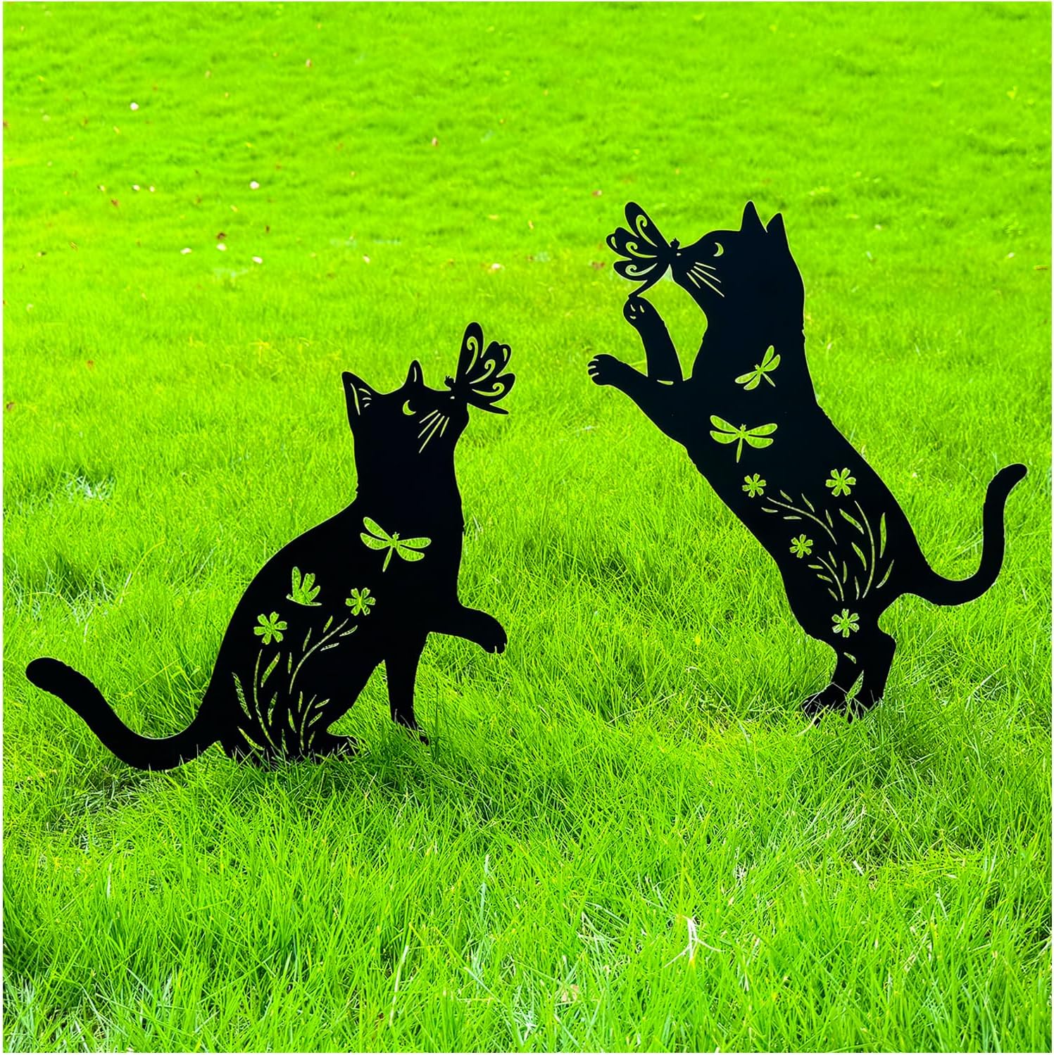 TIGGSY Cat Metal Decorative Garden Stakes Cat Gifts for Women/Men Unique Gifts Silhouette Statues for Yard Art, Outside, Patio, Outdoor Decor, Garden Decorations, Lawn Ornaments
