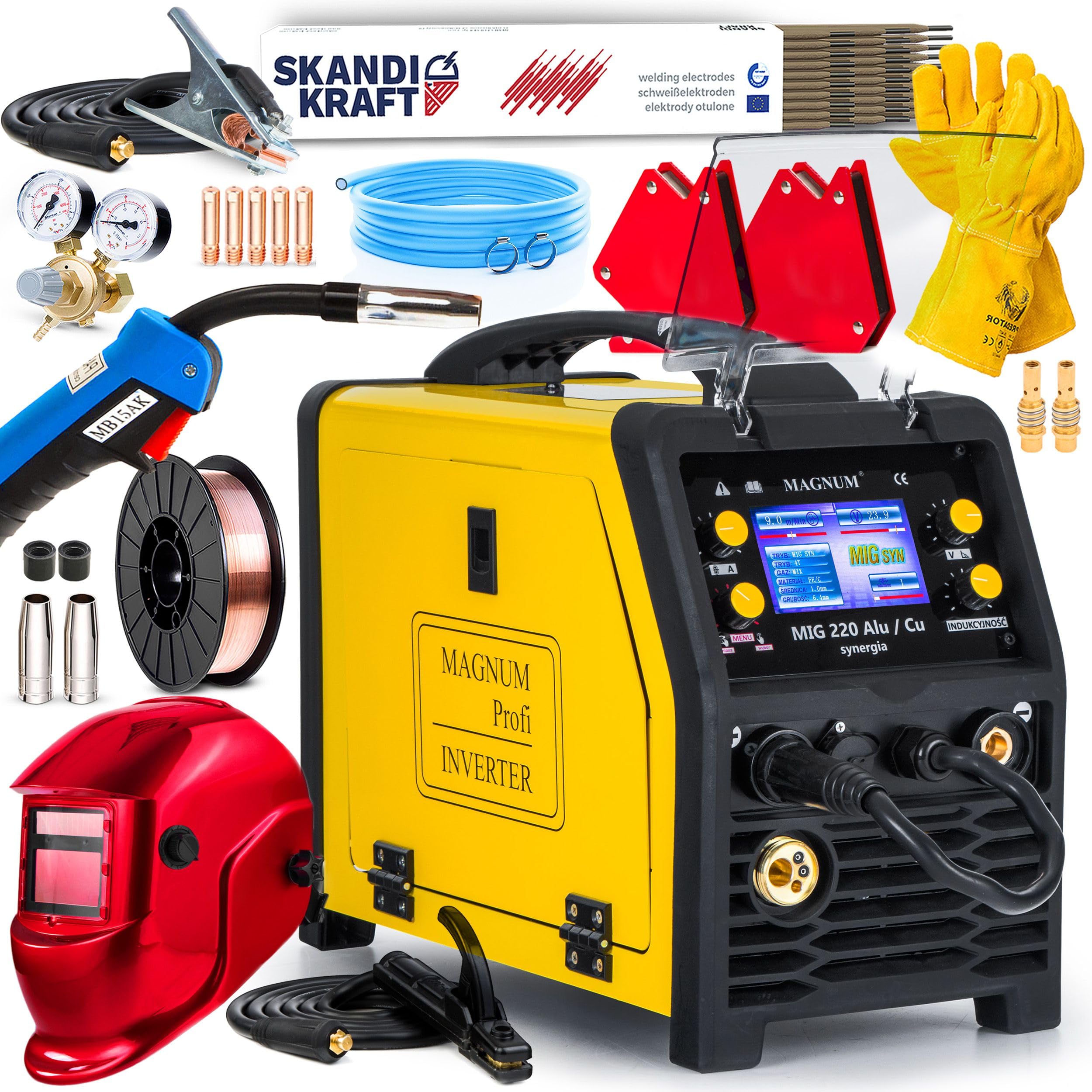 Spartus EasyMIG 210S – Saldatrice a Filo Continuo con Gas da 200A – Saldatrice Inverter Professionale con Funzione