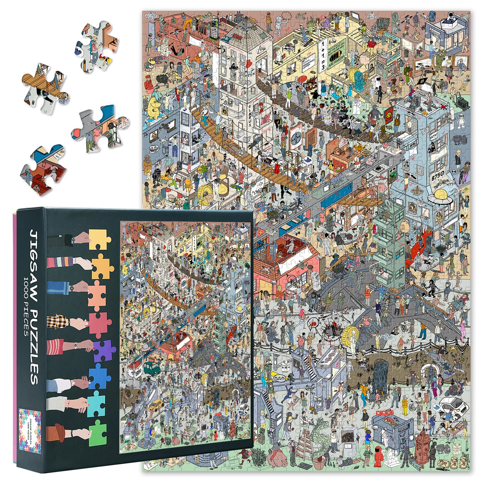1000 Piece Puzzle for Adults - Vibrant Cityscape and Bustling Street Scene Jigsaw Puzzles for Adults 1000 Pieces - 27.5x19.7 In โ image 1