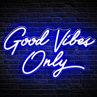 Kavaas Good Vibes Only Neon Signs for Wall Decor 17.7" x 9.9" | Blue Good Vibes Only LED Sign for Bedroom, Party, Bar, Salon - Best Gifts for Birthday, Christmas