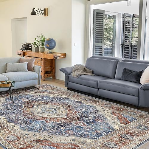 Miniatura 3 de Deerly Alfombra de área de 8 x 10 pies, estilo bohemio, lavable, de 8 x 10, alfombra grande para dormitorio, sala de estar, vintage, antideslizante,