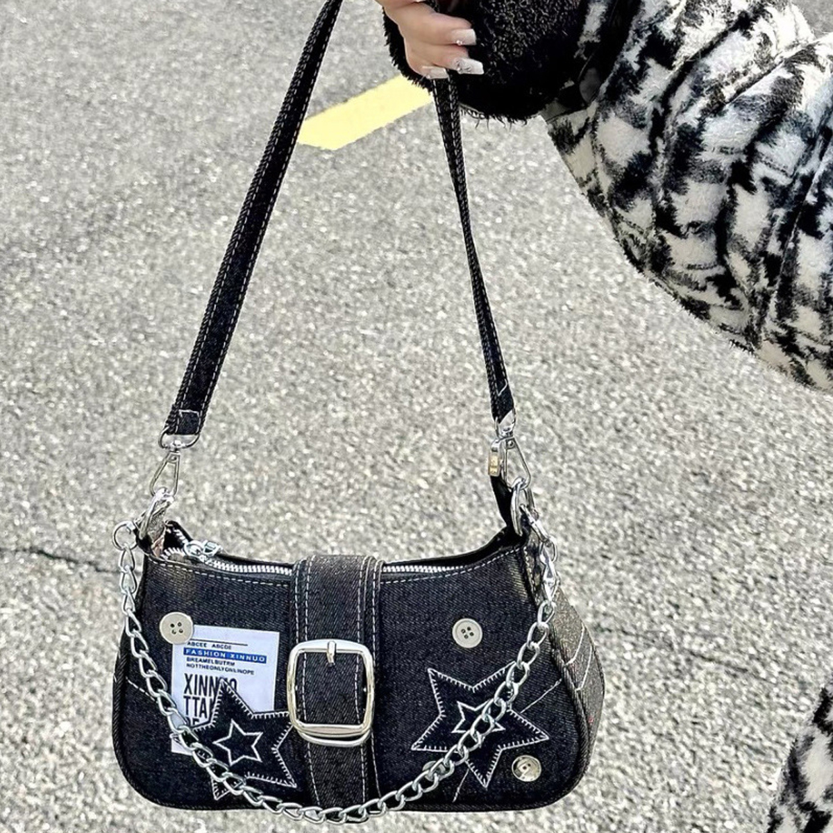 Grunge Y2k Purse Y2k Bag Black Y2k Accessories Goth Punk Shoulder
