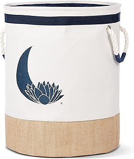 Cesto Portabiancheria per il Bucato con Coperchio, Cesto Biancheria Sporca per il Bagno, Robusto e Rotondo 62 Litri, Multiuso con Manici in Corda, Dimensioni cm. 40 x 50H