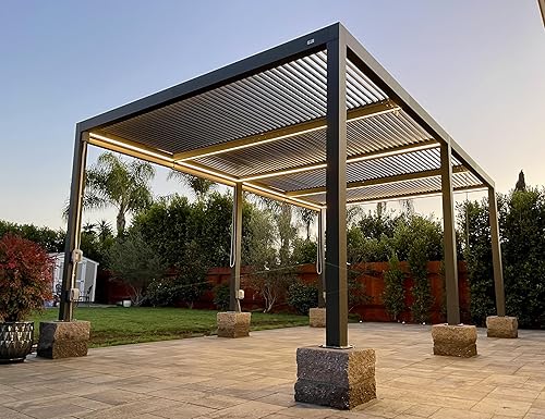Miniatura 41 de PURPLE LEAF Pérgola 94AS con listones de aluminio para exteriores de 12 x 20 pies con techo ajustable para terraza, patio trasero, jardín, kiosco
