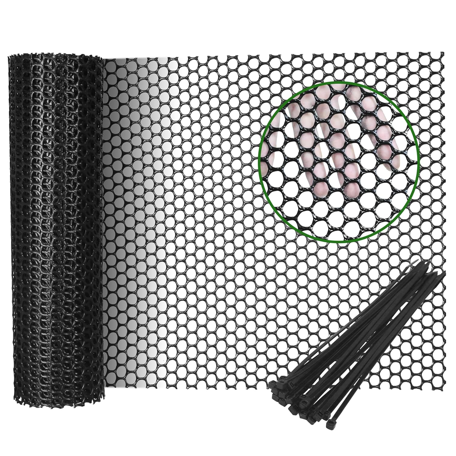 Gardzen Plastic Chicken Wire Mesh with 40 pcs Ties, 16in x 20ft Durable Chicken Fence for Poultry, Garden Protection & DIY Crafting, Heavy-Duty Mesh Netting for Outdoor & Indoor Use