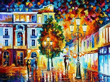 Handmade Wall Art Print Painted Giclee On Canvas By Leonid Afremov | Lonely Couples In Love