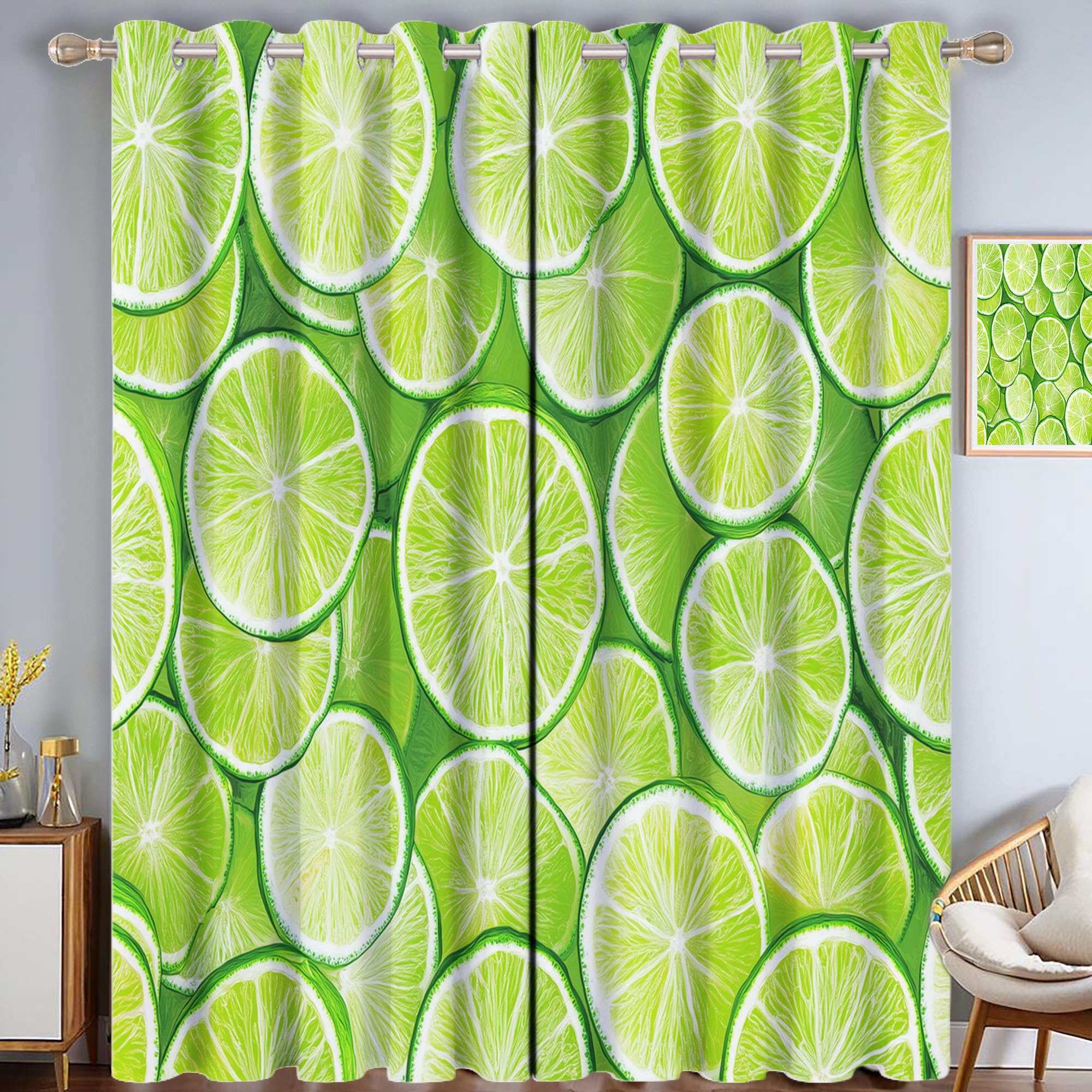 Rideaux occultants motif fruit citron vert pour illuminer et ombrager votre chambre