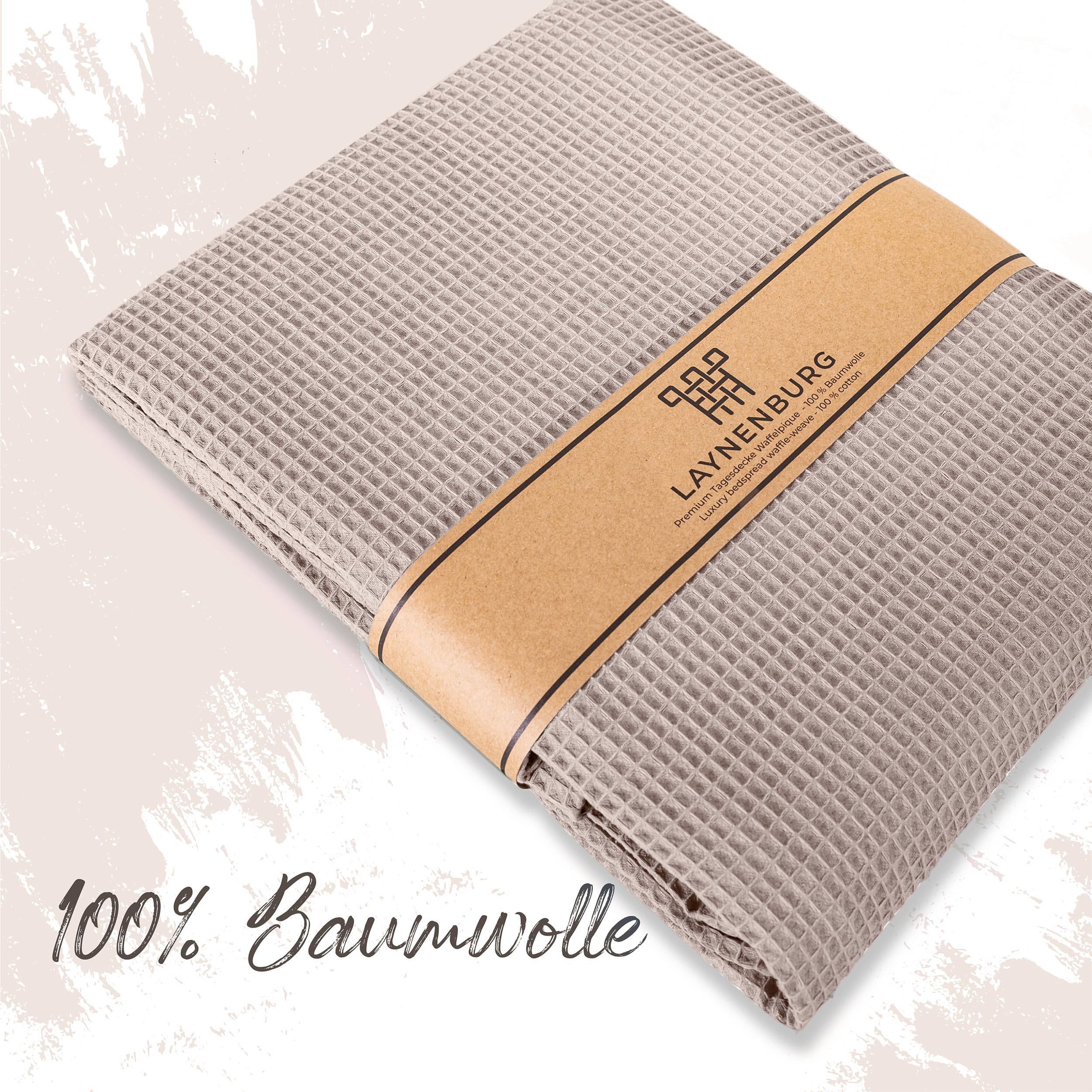 LAYNENBURG Narzuta premium 180 x 220 cm - Waflowa pique 100% bawełna - lekka narzuta domowa o wyglądzie waflowym - narzuta bawełniana jako narzuta na łóżko, narzuta na sofę, narzuta na kanapę - koc na