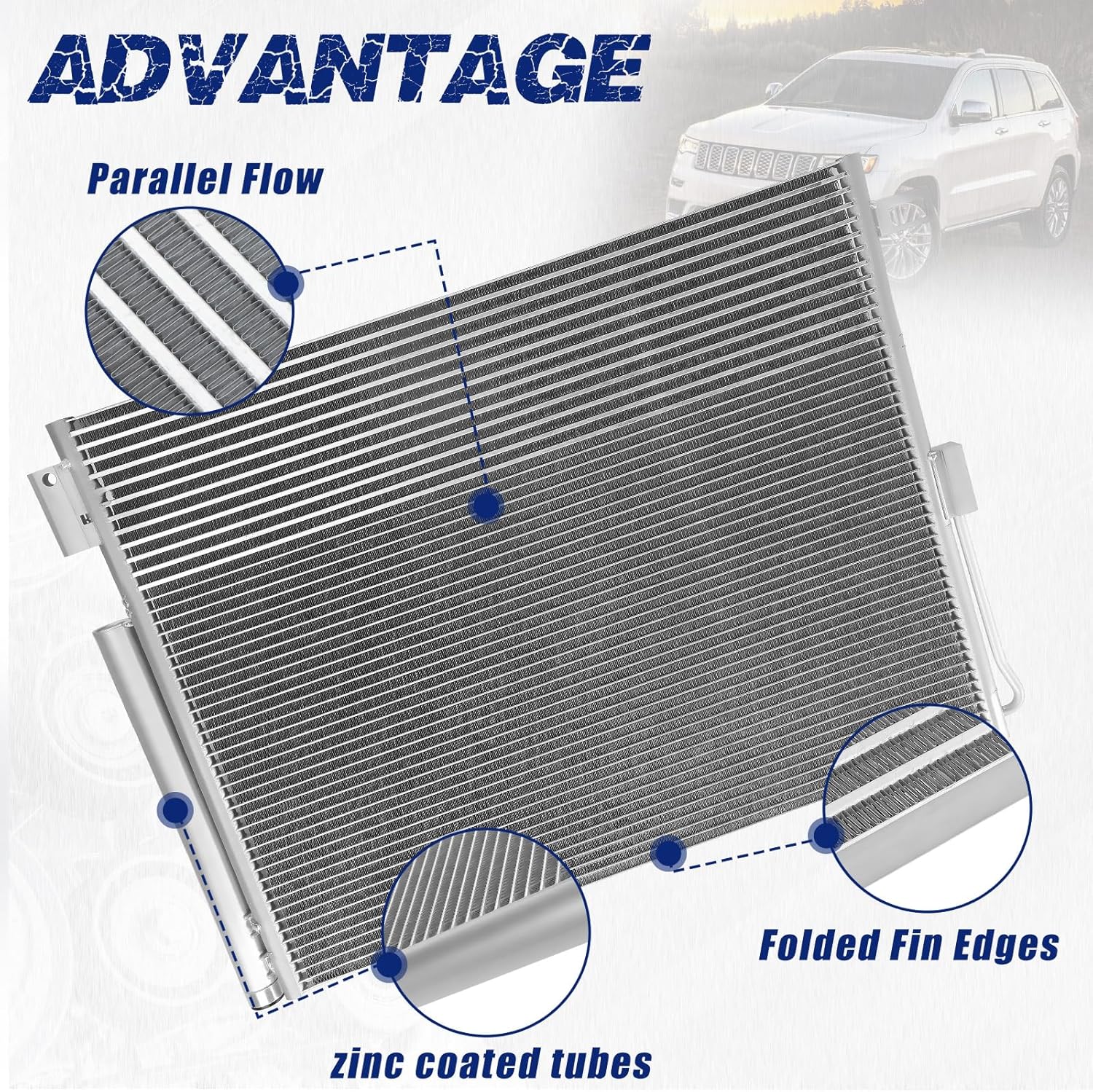 Air Conditioning A/C Condenser Compatible with Dodge Durango 2011-2021, Jeep Grand Cherokee 2011-2020, Jeep Grand Cherokee L 2021# 3893, 55038003AE, 55038003AF, 55038003AG