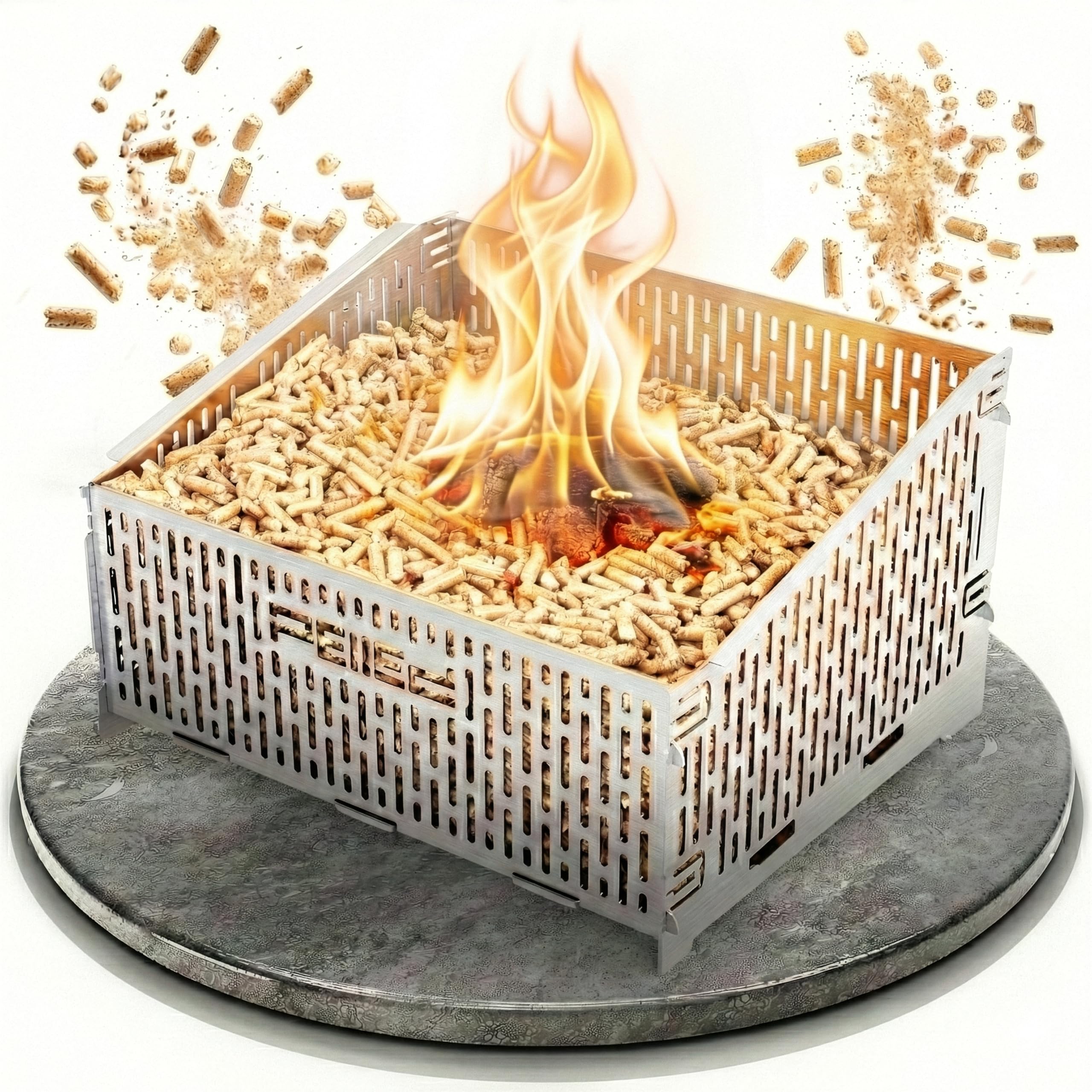 31x25x17cm hitzeresistenter Pelletkorb für Kaminofen | Edelstahl Pelletkorb | Pelletbrennkorb 30% mehr Heizleistung | Pelletkorb für Holzofen mit sauberer Verbrennung | Pelletskorb Kaminofen