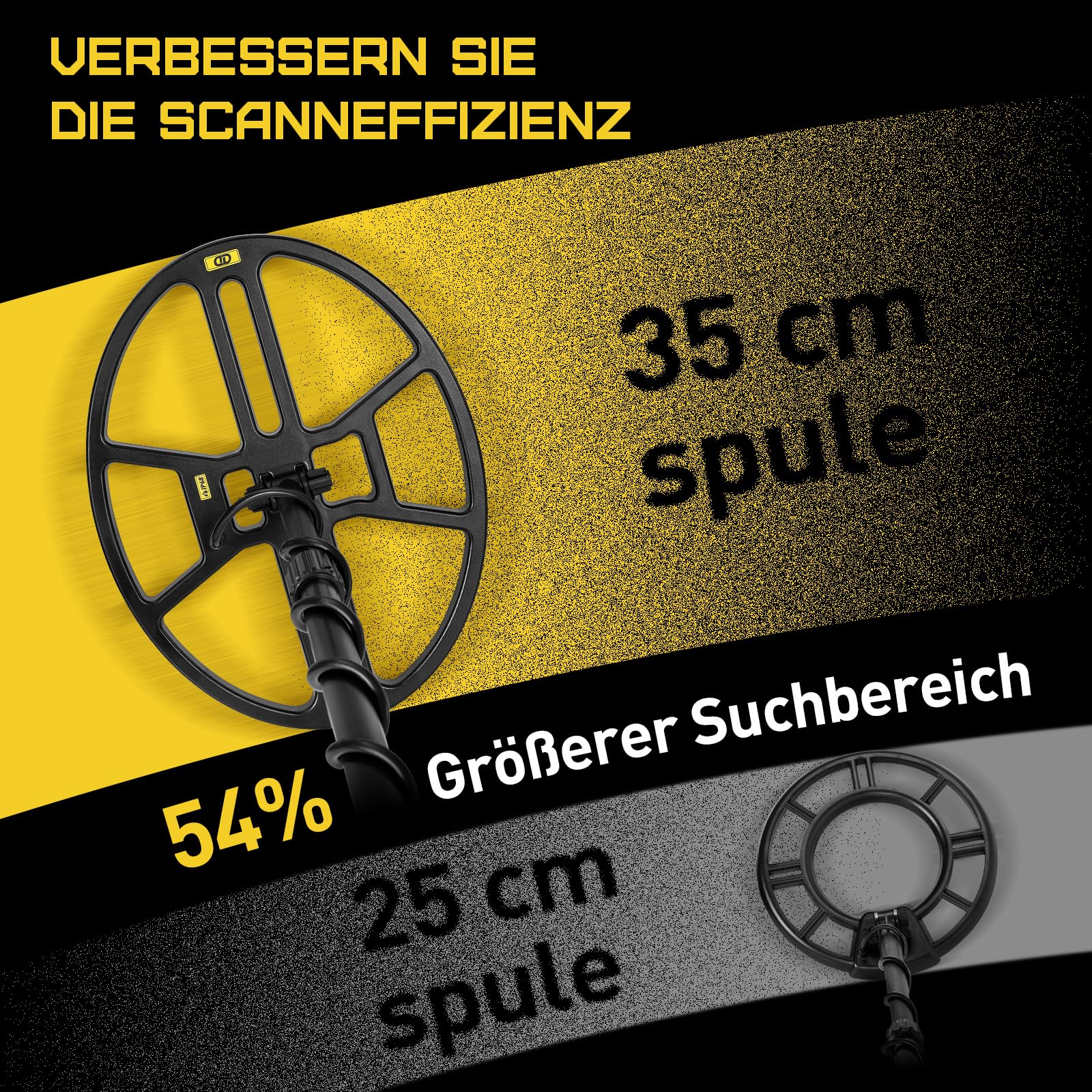 Hazlewolke Metalldetektor Mit 14'' Großer Wasserdichter Doppel-D-Suchspule, 4 Modi, Hohe Empfindlichkeit und Lokalisierung, Metalldetektor für Erwachsene Mit Beleuchtetem LCD-Display - DD90