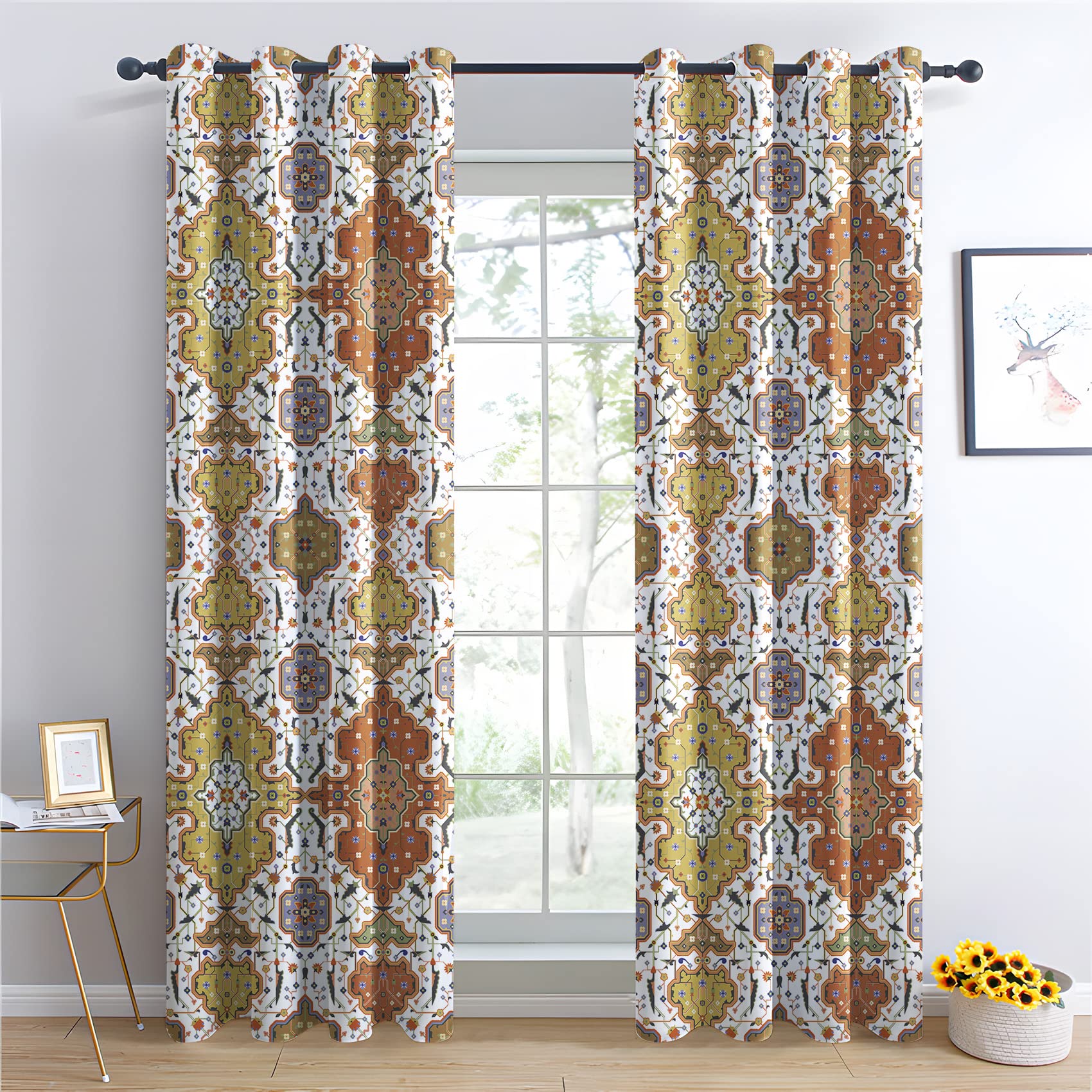 Cortinas opacas con ojales 117x137 aislantes para ventanas de dormitorio y habitación