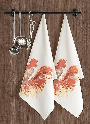 Miniatura 10 de Juego de 2 paños de cocina de algodón absorbente (20 x 30 pulgadas), duraderos y de gran tamaño, con elegante patrón floral, lazo para colgar para