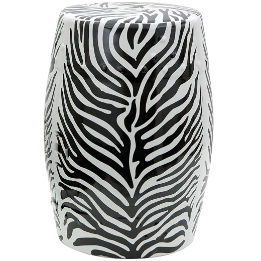 Red Lantern 18" Zebra Leaf Porcelain Garden Stool
