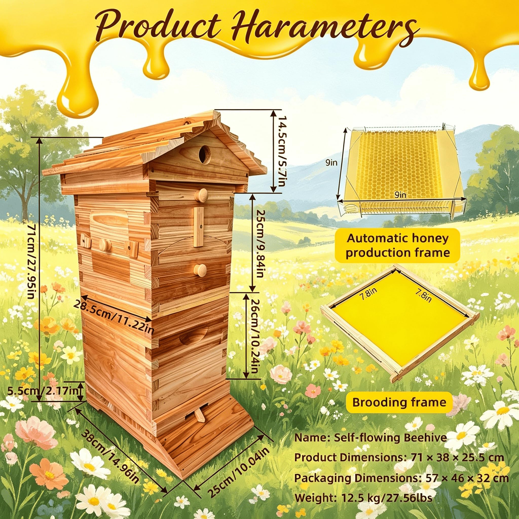 Flow Hive Imker‑Starterset mit Sichtfenster und praktischem Honigauslauf, perfekt für die einfache Honigernte im eigenen Garten