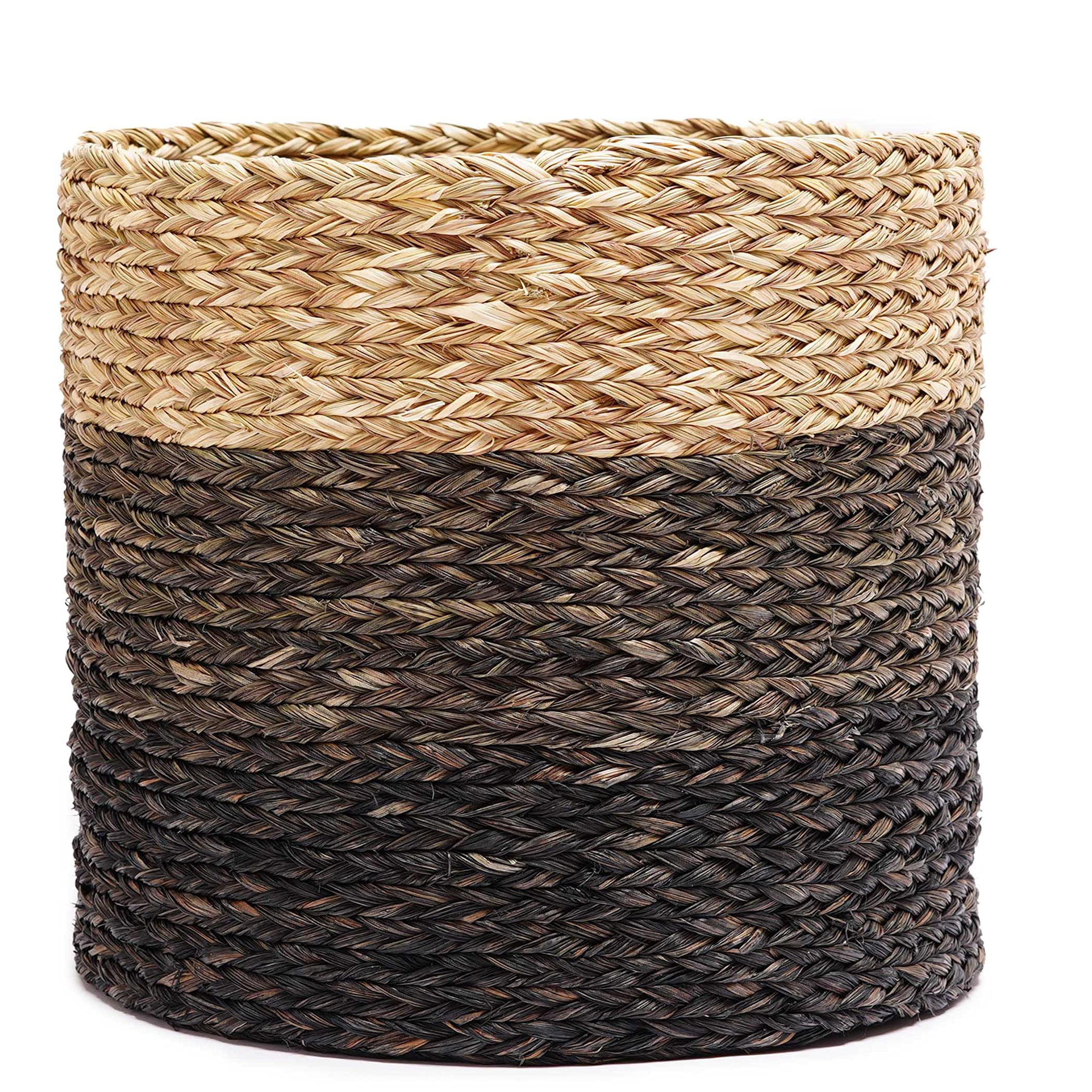 KADAM HAAT Handmade Sabaii Grass Planter | Storage Pot Perfect for Indoor, Home Decor, Garden, Bedroom, Living Room | Can be Used as Storage Bin (Natural & Black, Large) (B08RX1CPRJ) Amazon Price History, Amazon Price Tracker