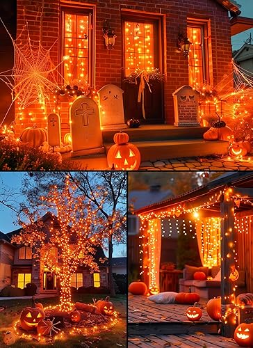 Miniatura 3 de Guirnalda de luces de Halloween de 42 pies, 100 luces LED de Navidad con 8 modos de iluminación para Halloween, jardín, fiesta, Navidad, árbol de