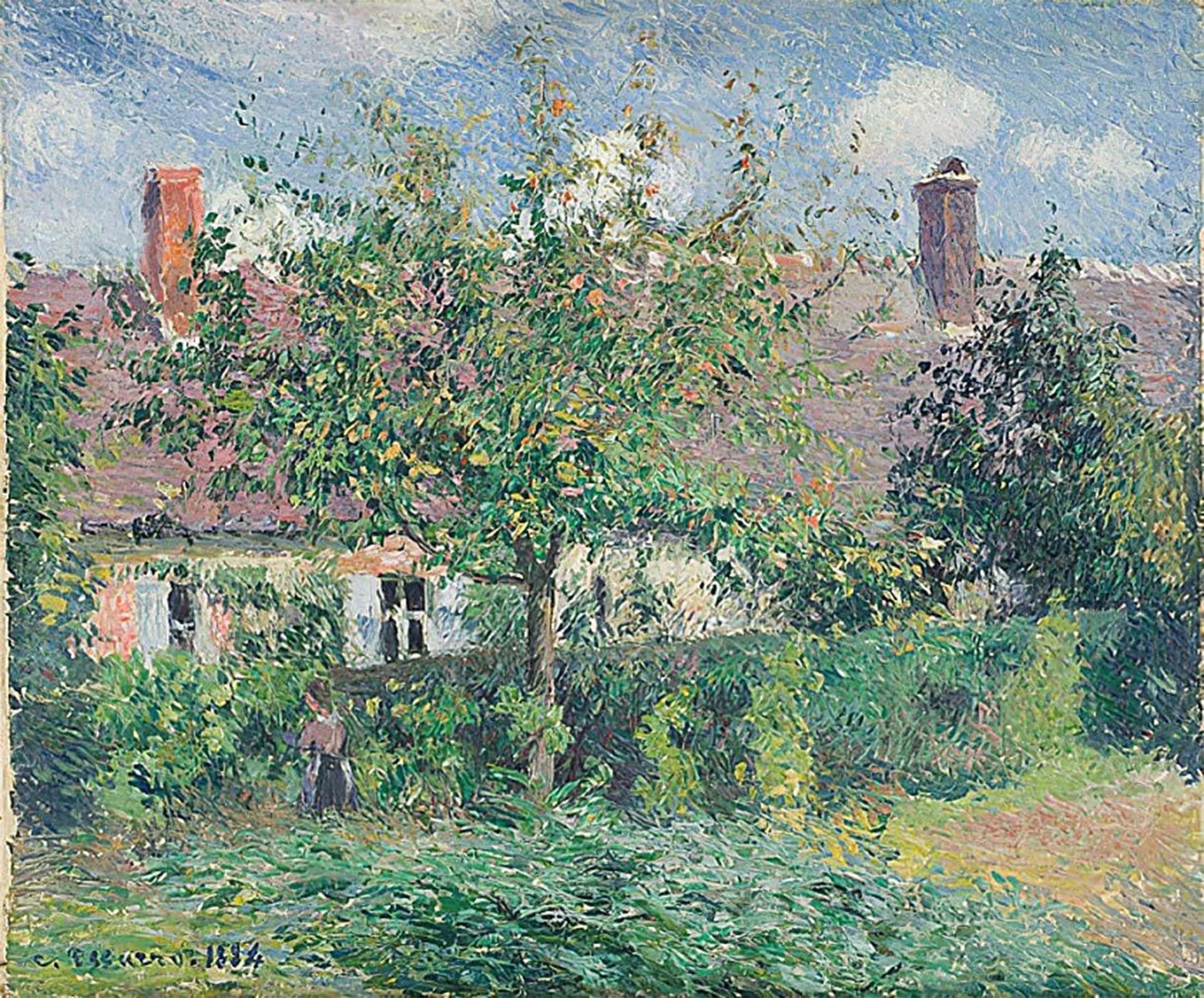 RZHRHJES Retro Picture Portrait Oil Painting Modern Wall Artwork Peasant House At Éragny by Camille Jacob Pissarro Canvas Poster for Home Decor 60x90cm