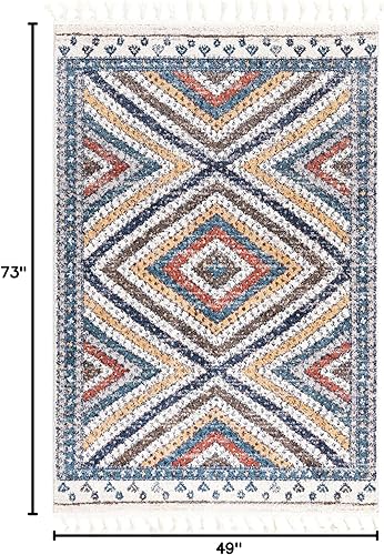 Miniatura 2 de Unique Loom Aramis Collection - Alfombra rectangular de 4 pies 1 pulgada x 6 pies 1 pulgada, color azul y azul claro