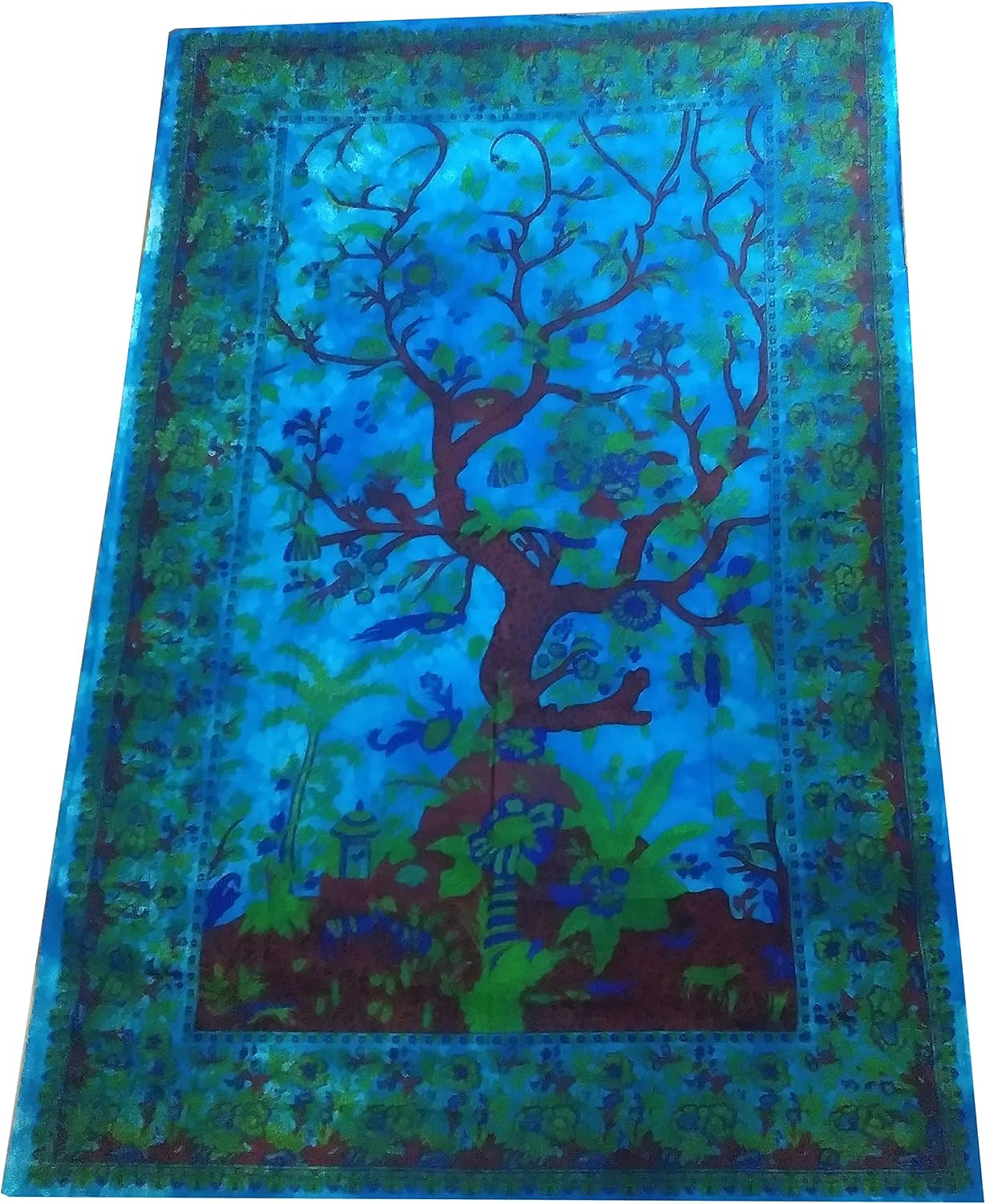 Purpledip Cotton Bed Cover Wall Poster Beach Throw 'The Origin': Bohemian Hanging Tapestry (20048)