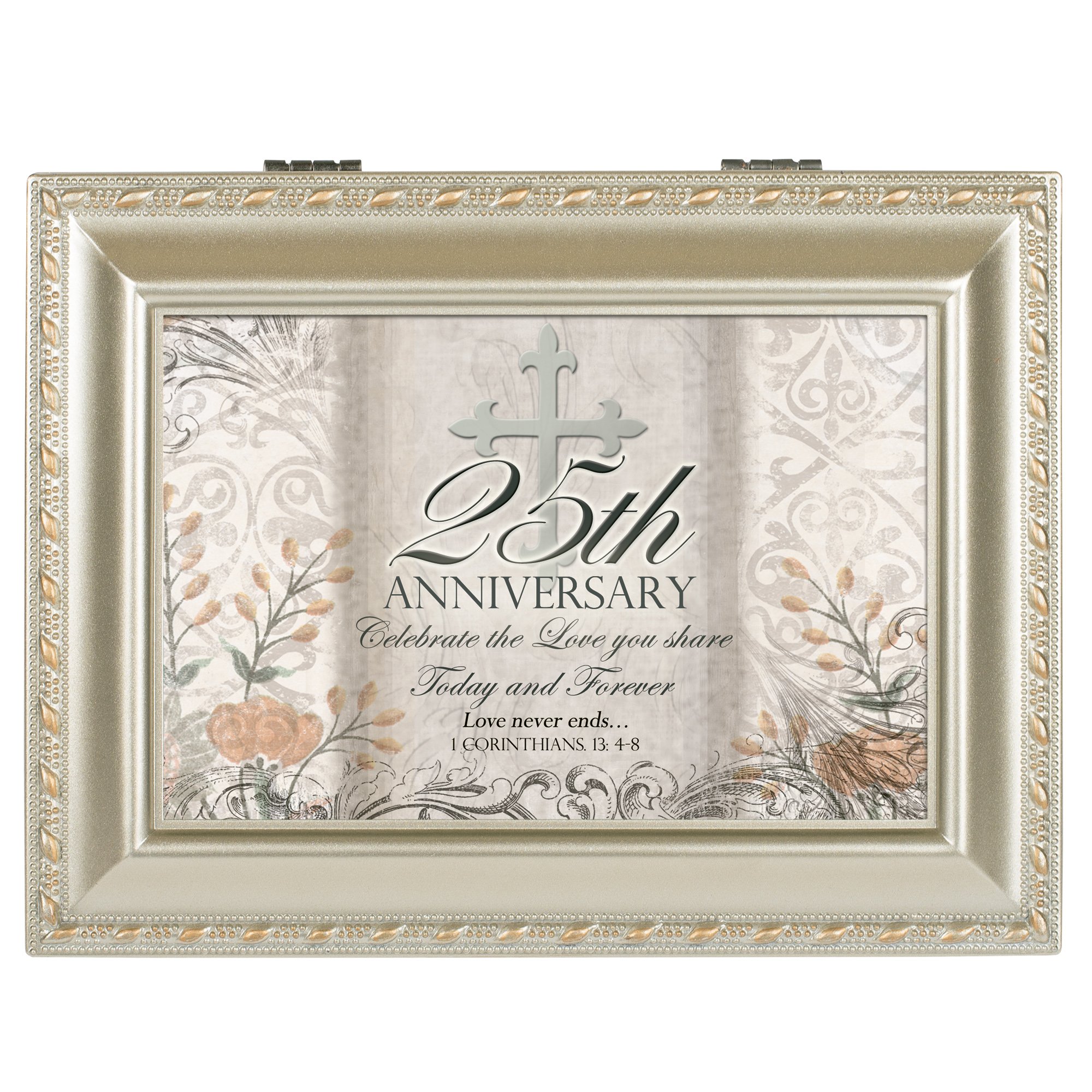 Cottage Garden 25. Jahrestag Champagner Silber Musik Box/Jewelry Box Amazing Grace